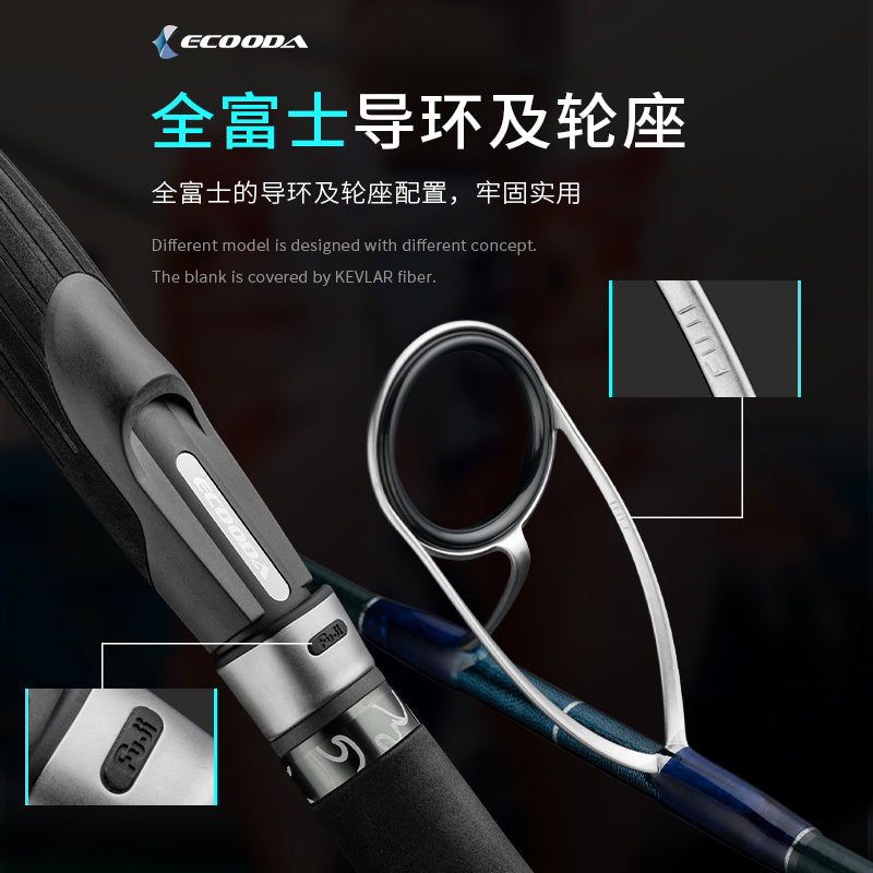 Ecooda CYAN BLUE Full Solid Carbon Offshore Jigging Rod