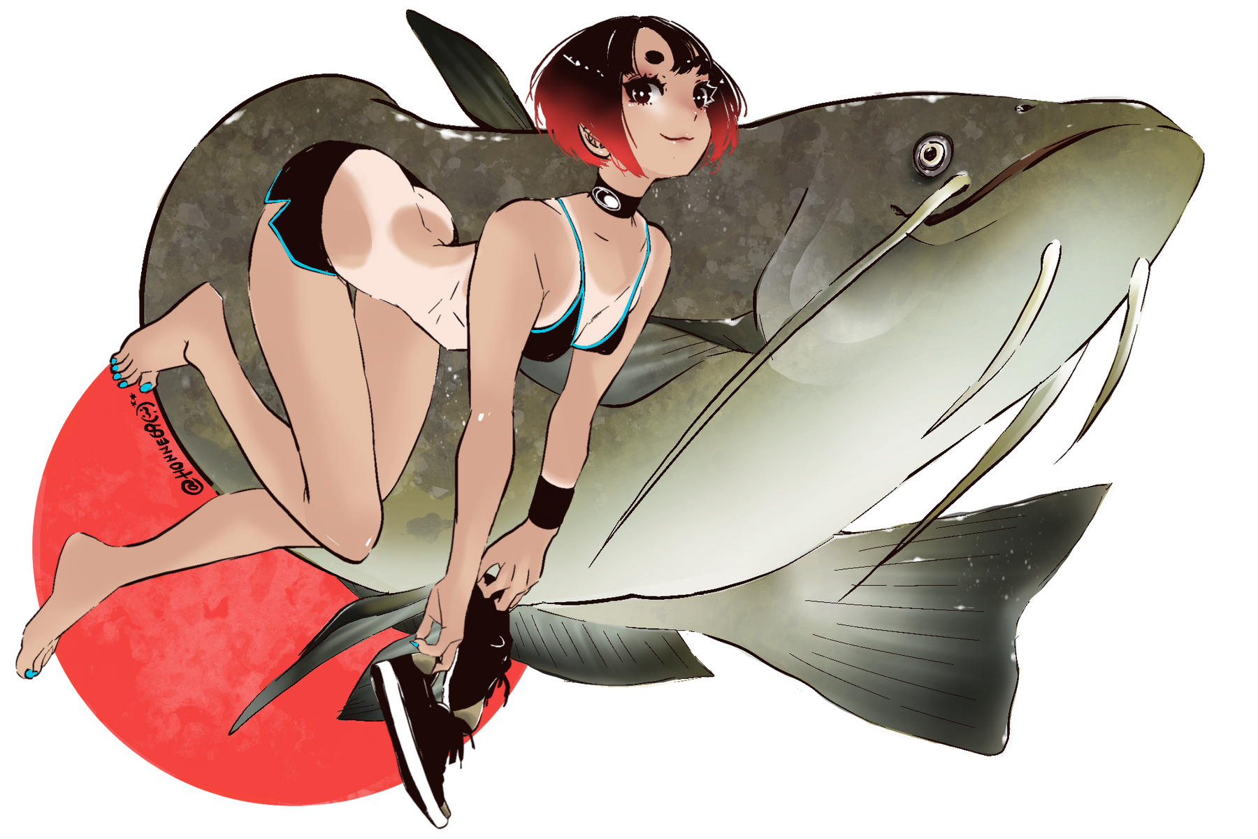 J-Like Fish Art Sticker