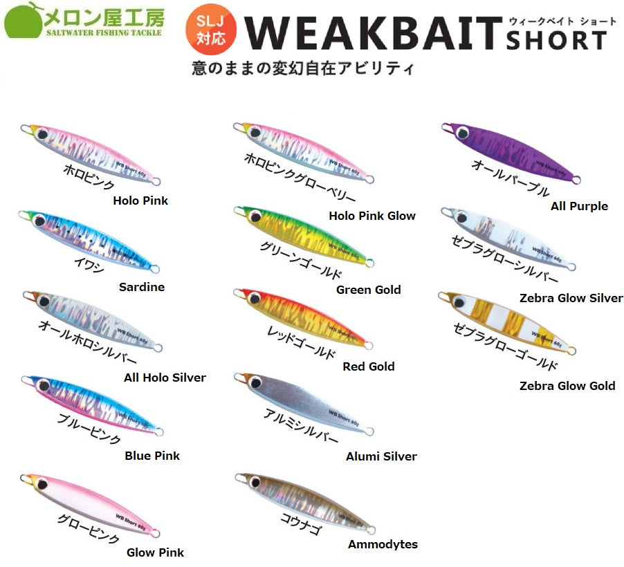 MERON-YA Metal Jig WEAK BAIT Short 200g
