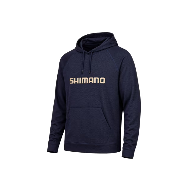 Shimano HOODED TECH TEE - WAVE PATTERN NAVY