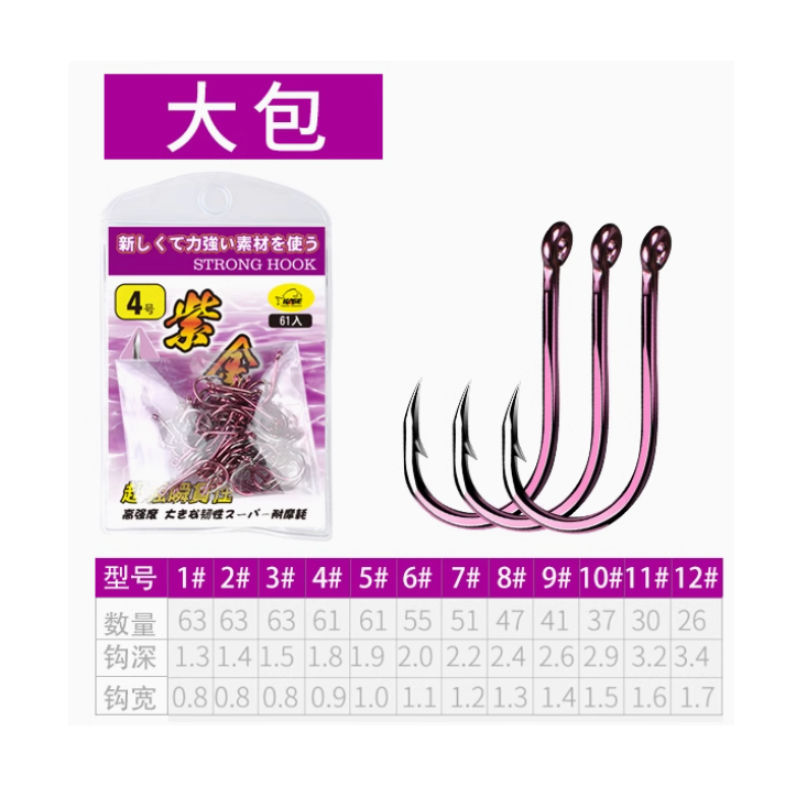 KASE Ring Eye CHINU Hooks (Purple) Value Pack