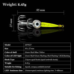 Dlyfull LED Luminous Squid Hook DF9527