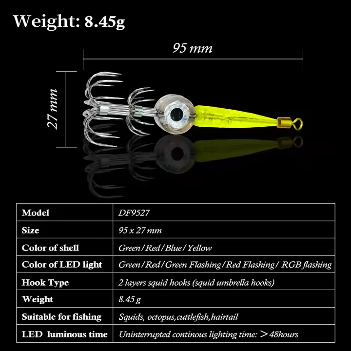 Dlyfull LED Luminous Squid Hook DF9527