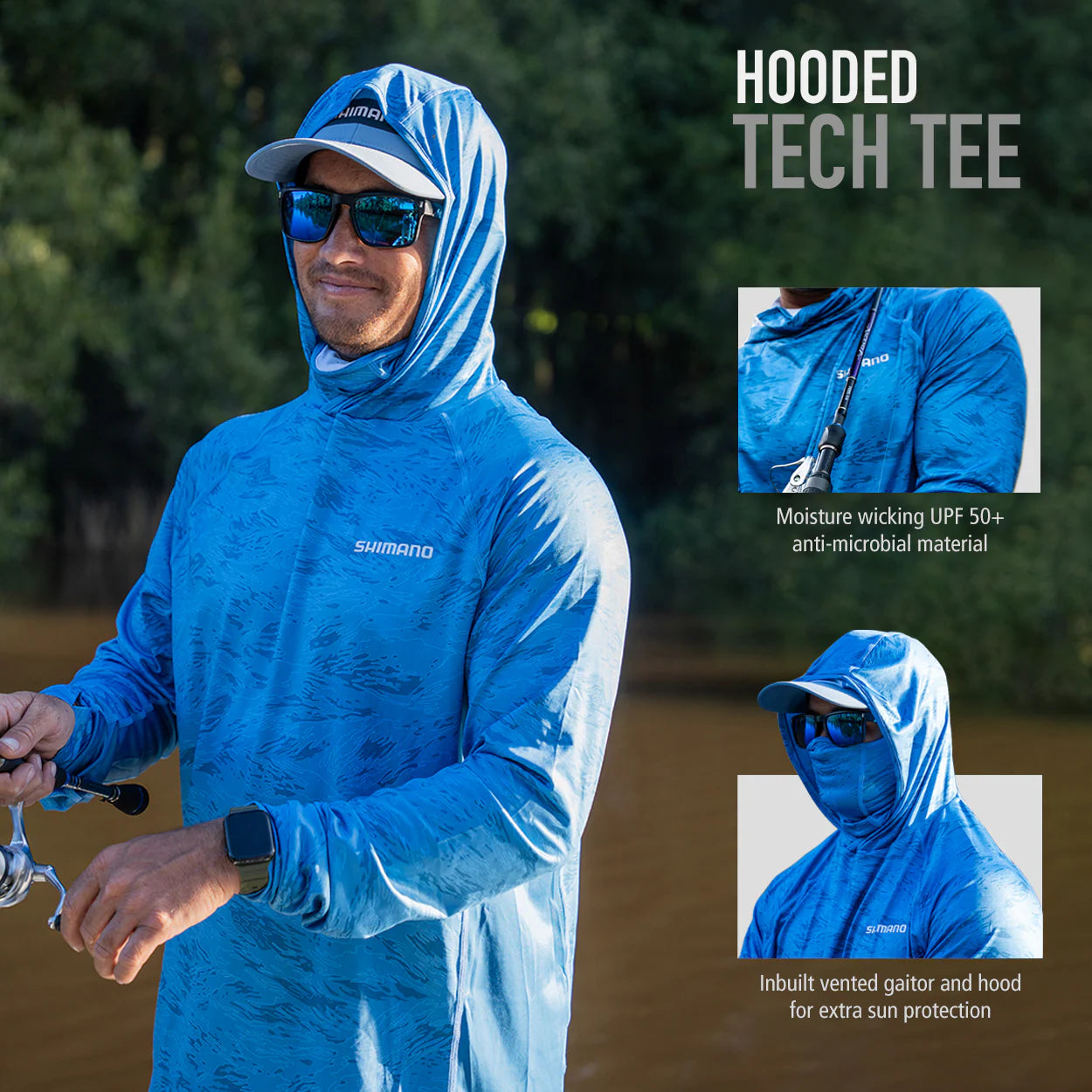 Shimano Hooded Tech Tee - Wave Dot Camo