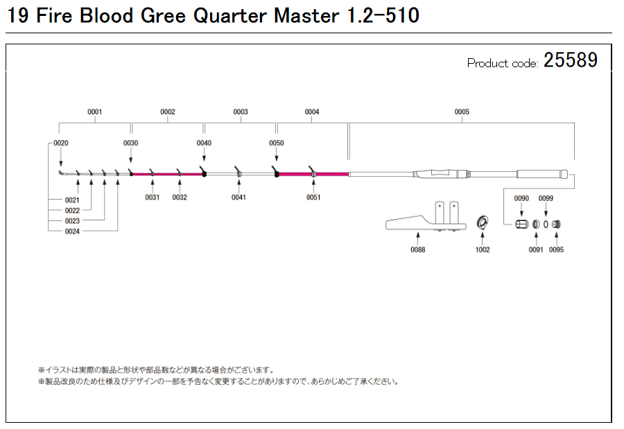 SHIMANO Rod Parts - 19 Fire Blood Gure Quarter Master 1.2-510