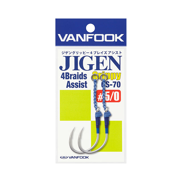 VANFOOK JIGEN Grippy 4 Braids Single Assist Hooks GS-70